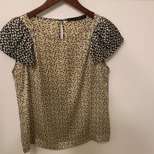 Zara Yellow and Black Geometric Blouse